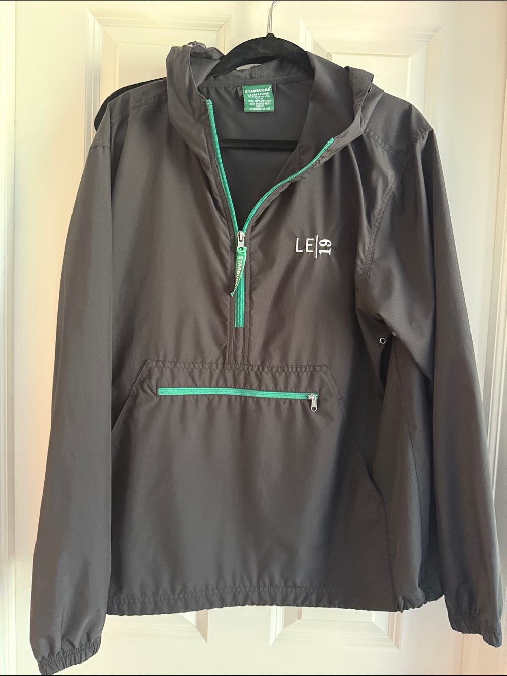 Starbucks Gray Pullover Anorak with Green Trim